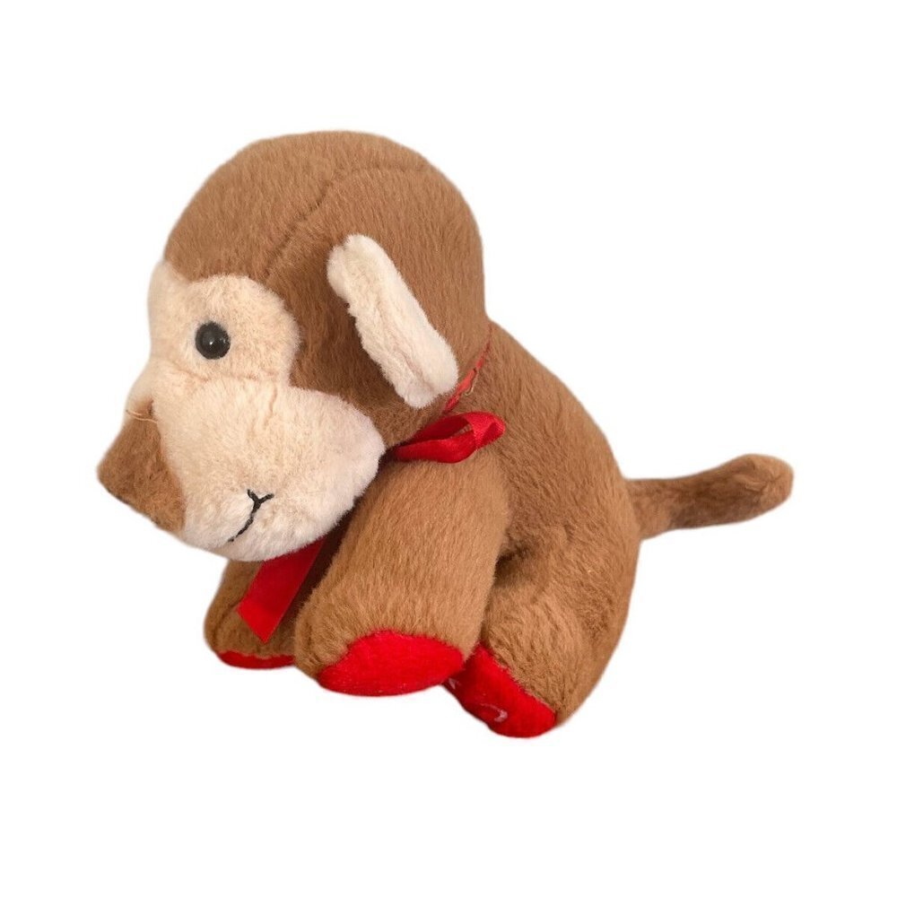 Inter American Plush Monkey Heart Valentines Love Plush Brown Stuff Animal Toy